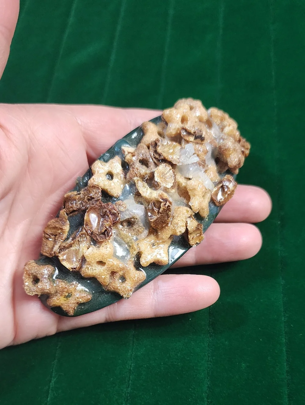 Vintage 1980s Organic Resin Stone Hair Barrette Brutalist Earth Tone Statement